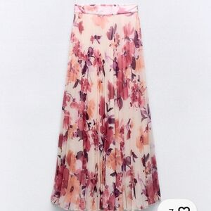Zara Pink and Purple Floral Maxi Skirt